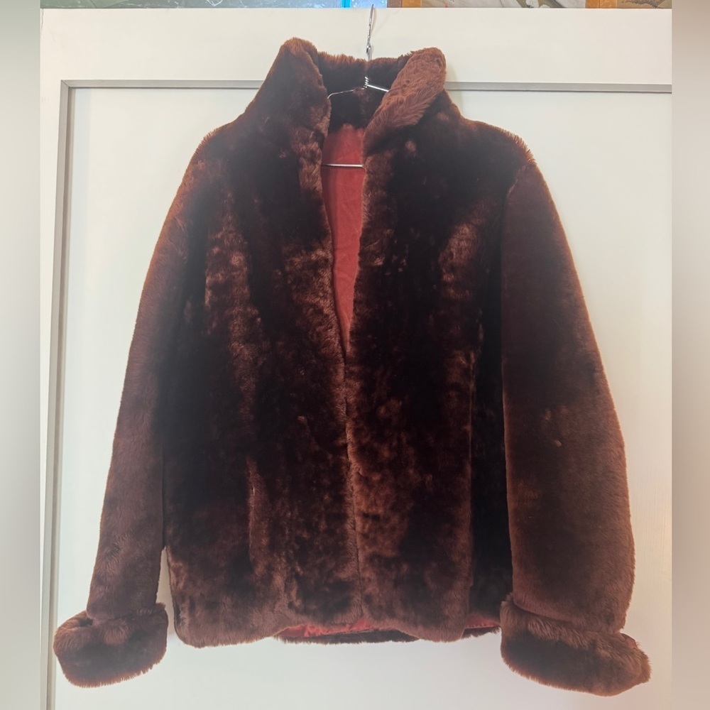 Vintage 1940s–50s Beaver Fur Coat Brown Satin Lined Medium Make Offers